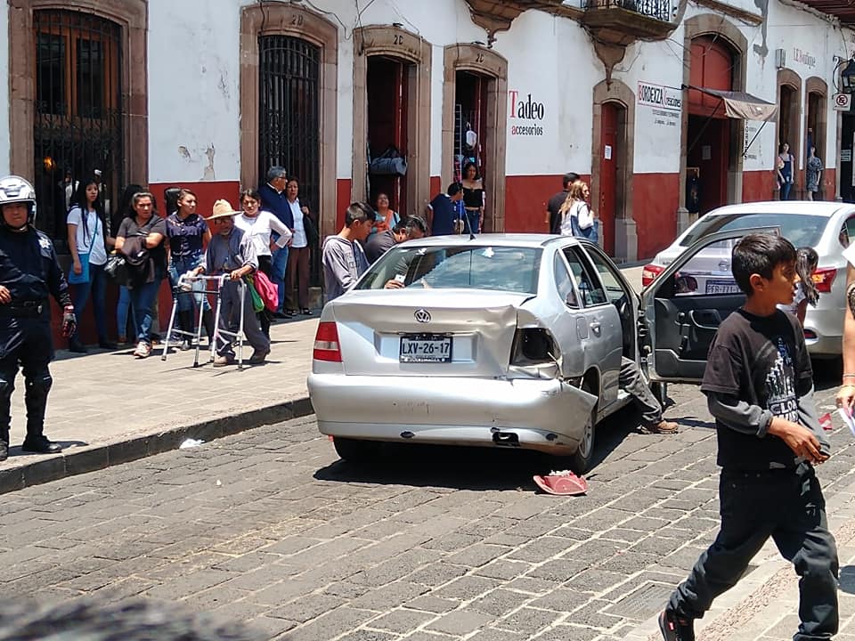 Accidente vial en Centro Histórico de Pátzcuaro
