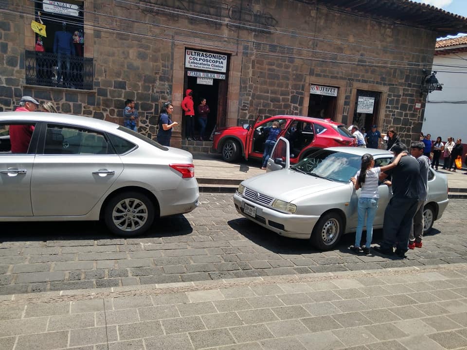 Accidente vial en Centro Histórico de Pátzcuaro