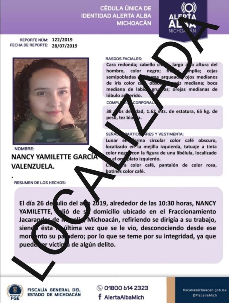 Michoacana reportada desaparecida es localizada muerta