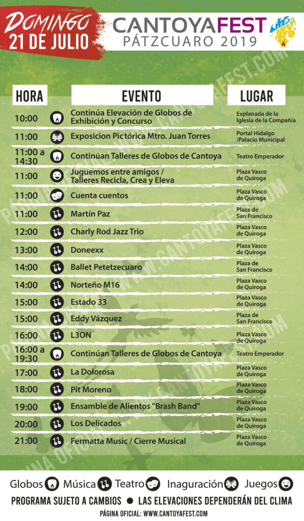 Programa del Cantoya Fest Pátzcuaro 2019