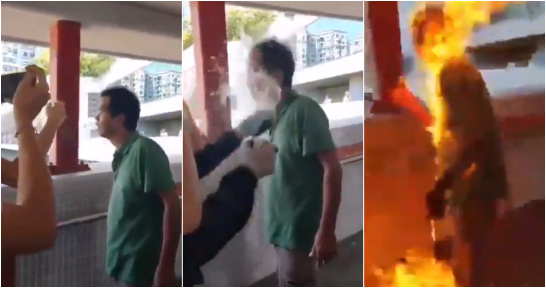 VIDEO: Prenden fuego a un hombre por discutir con manifestantes