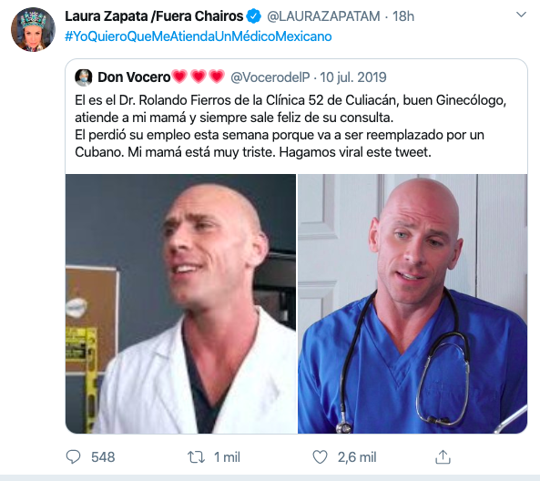 Trolean a Laura Zapata: Confunde a actor porno con ginecólogo