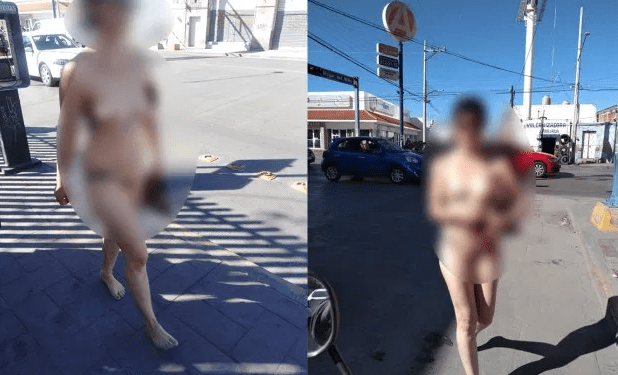 Mujer de Michoacán camina desnuda por las calles