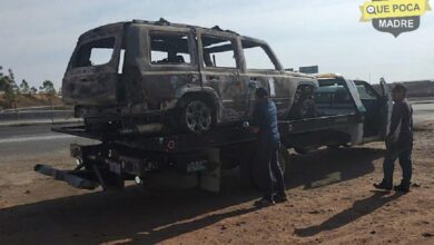 Camioneta quemada con restos humanos en Guanajuato