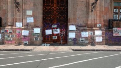 Normalistas se manifiestan en el Centro Histórico de Morelia