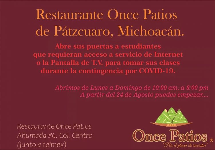 Restaurante de Pátzcuaro ofrece instalaciones para clases a distancia