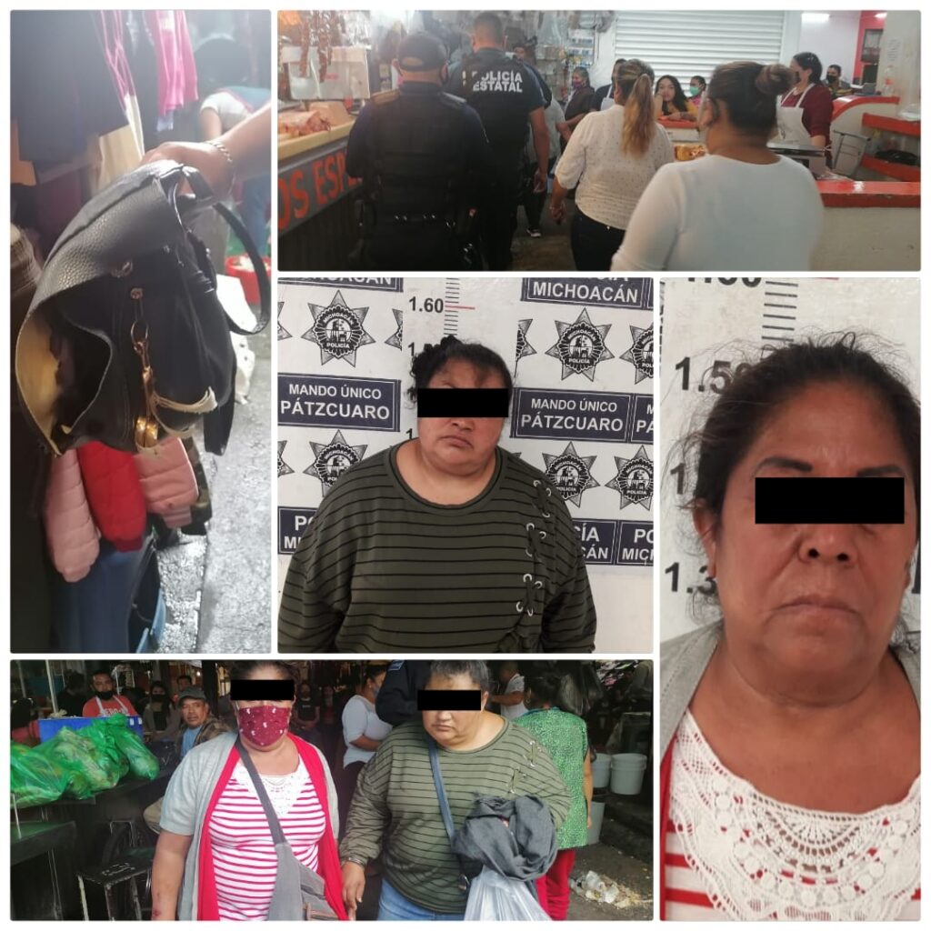 Detienen a 2 presuntas ladronas en el Mercado Municipal de Pátzcuaro