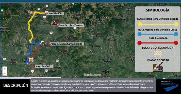 Cierran tramo de la autopista Pátzcuaro-Lázaro Cárdenas por deslave