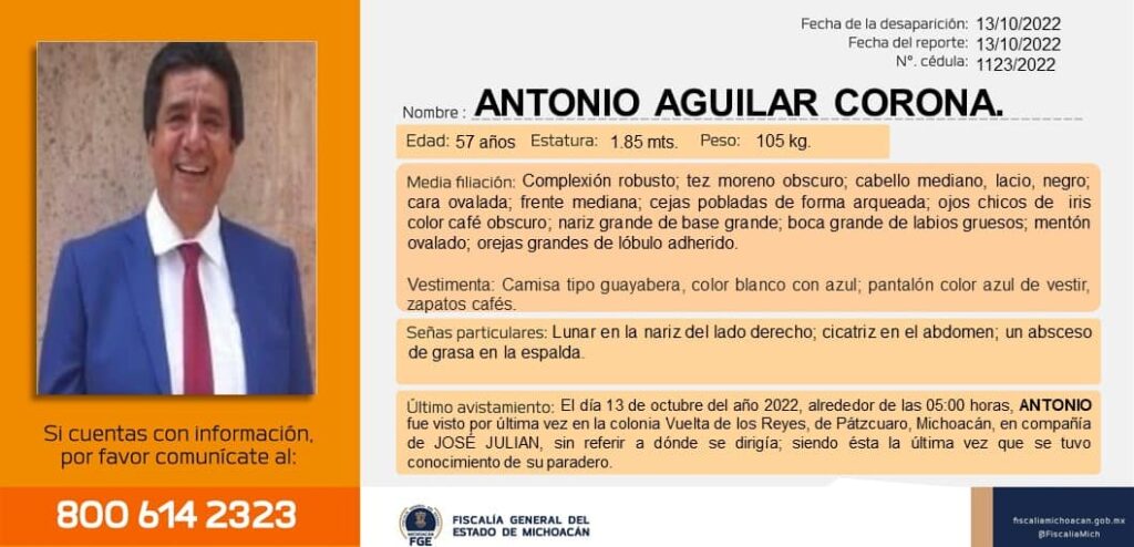 Antonio Aguilar Corona secuestro patzcuaro