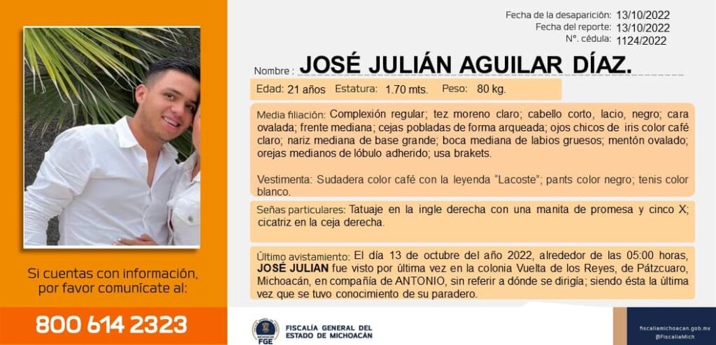 José Julián Aguilar Díaz secuestro patzcuaro