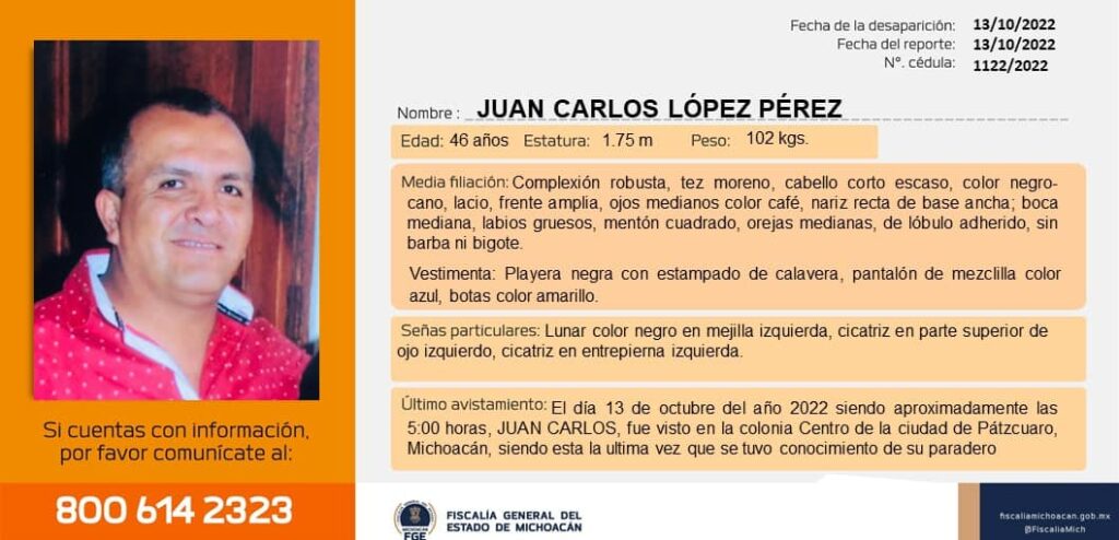Juan Carlos López Pérez secuestro patzcuaro