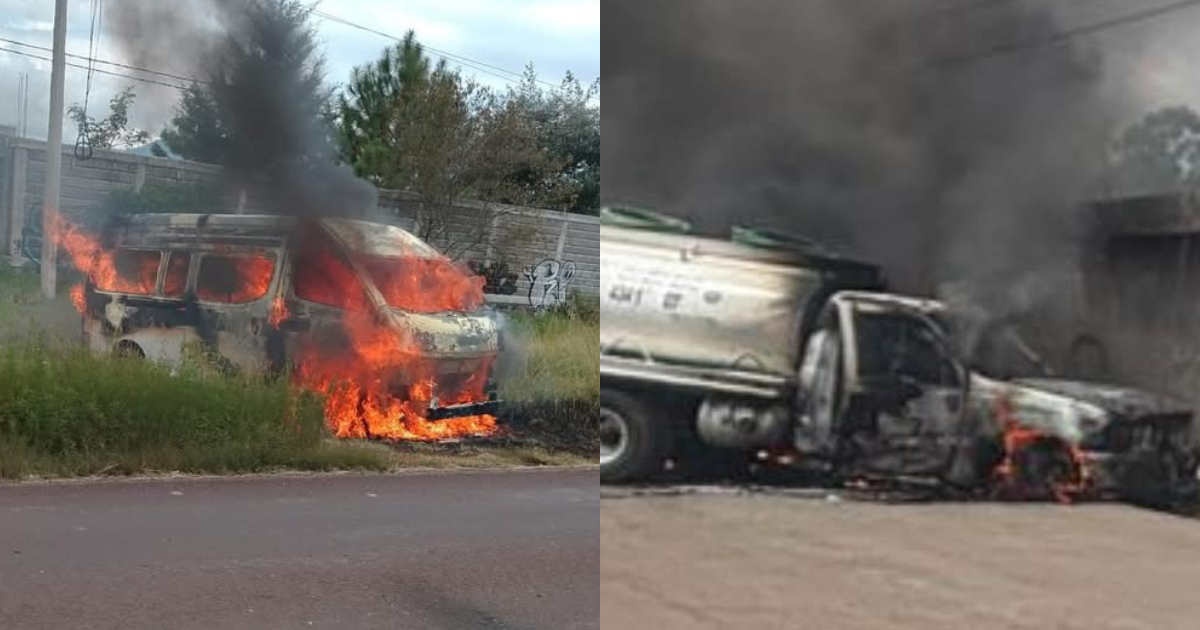 Bloqueo y quema de vehículos en carretera de Pátzcuaro